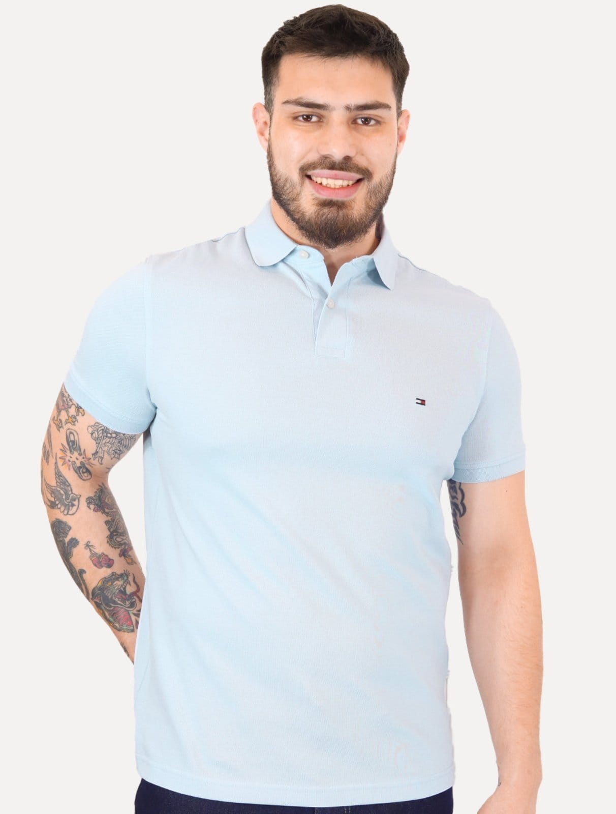 Polo Tommy Hilfiger Masculina Regular Piquet 1985 Céu