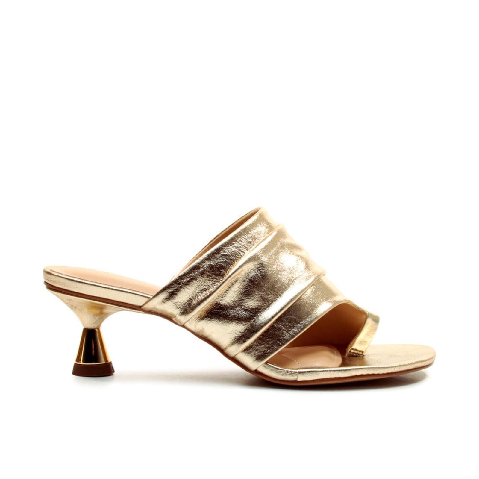 Tamanco Couro Ouro Salto Baixo Cecconello 2784001-1