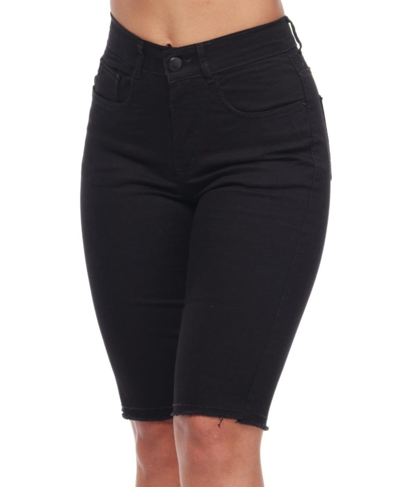 Vista principal Bermuda Feminina Sarja com Elastano Biker Razon Jeans Razon Jeans preto