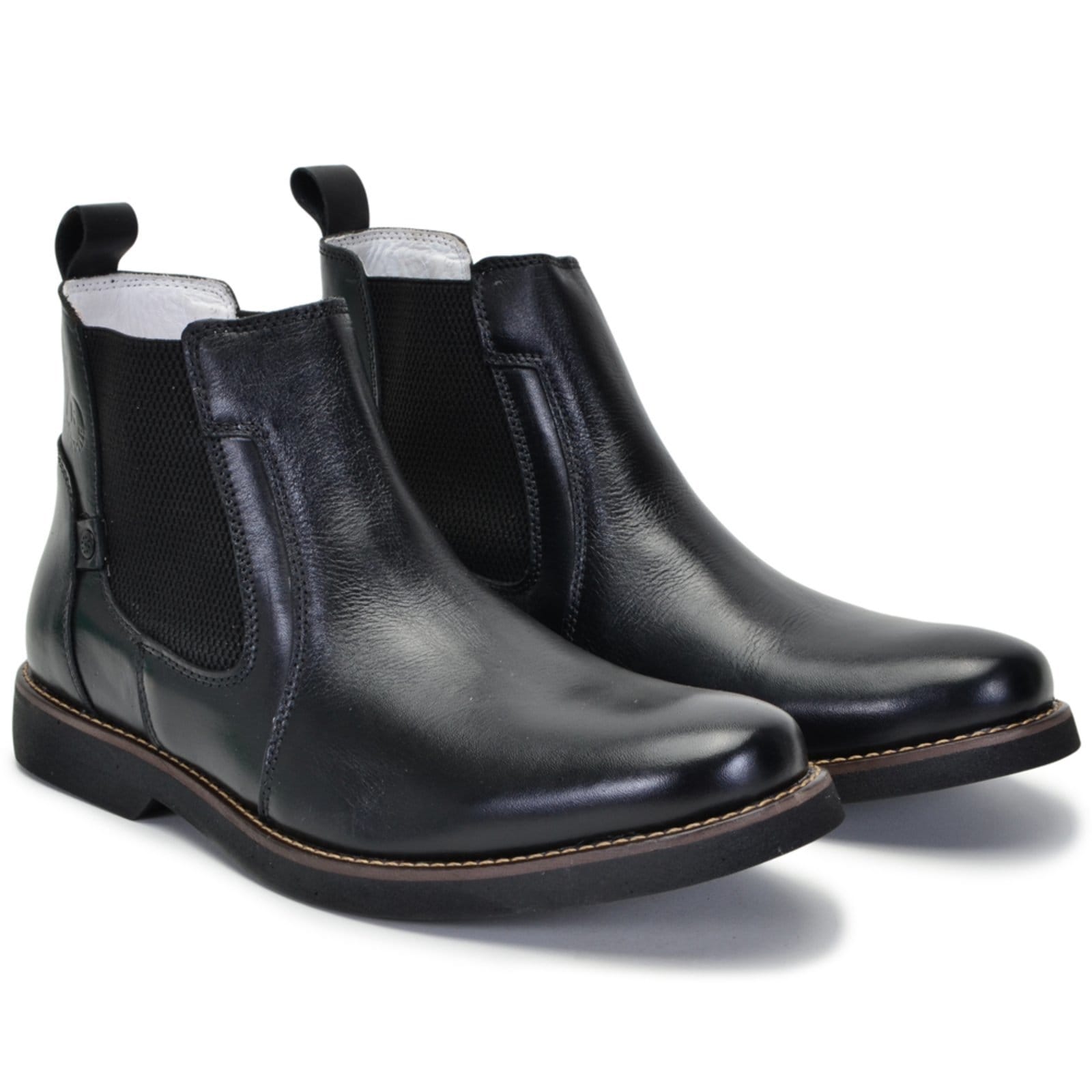 Vista 2 Botina Chelsea Masculina Ferrile Em Couro Forro De Couro Preta 22023 Ferrile preto