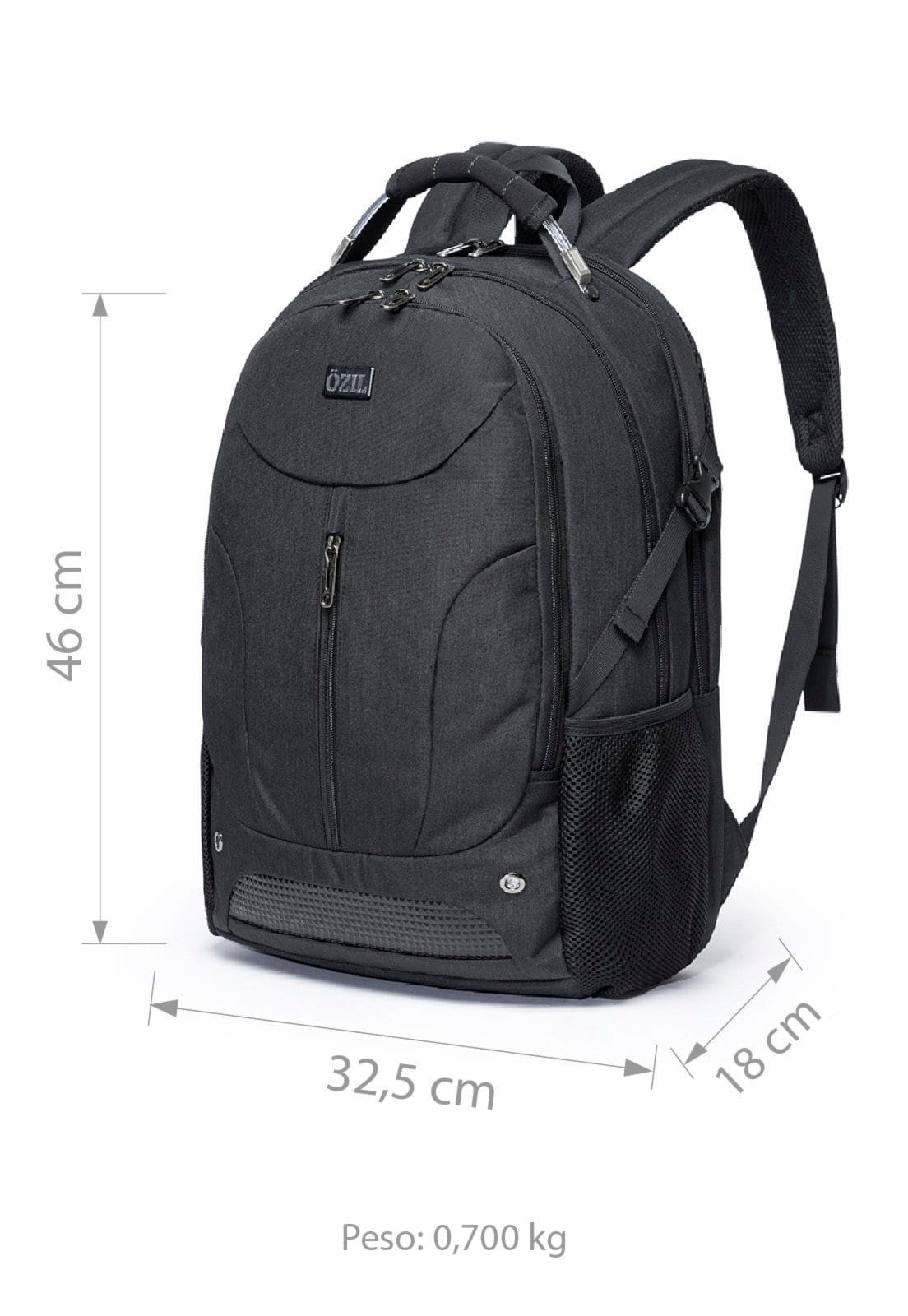 Vista 2 Mochila Bolsa Notebook Executiva Cabo de Aço Resistente Espaçosa Ozil cinza