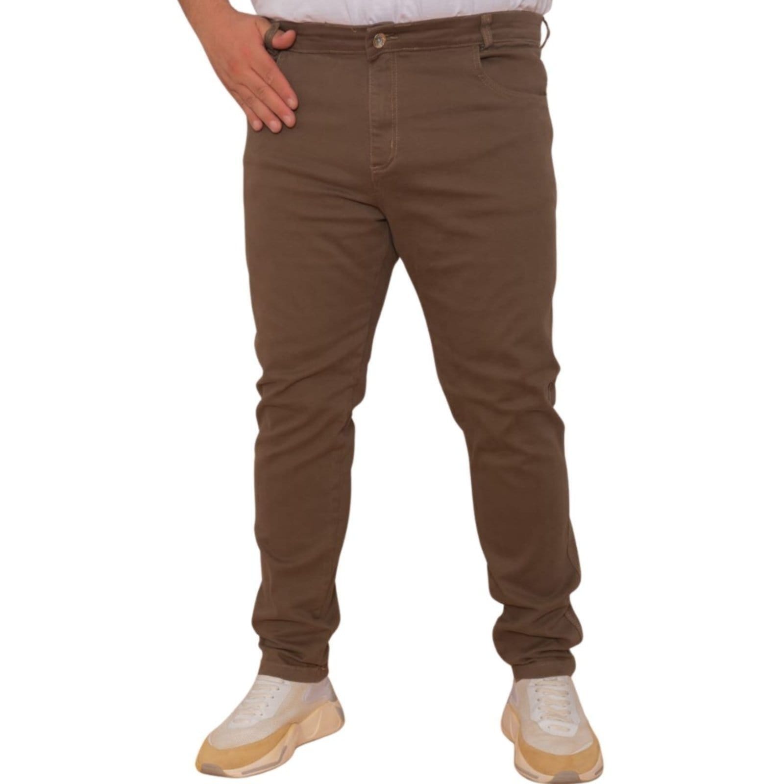Vista principal Calça Sarja Masculina Plus Size Allepo Jeans Alleppo Jeans marrom