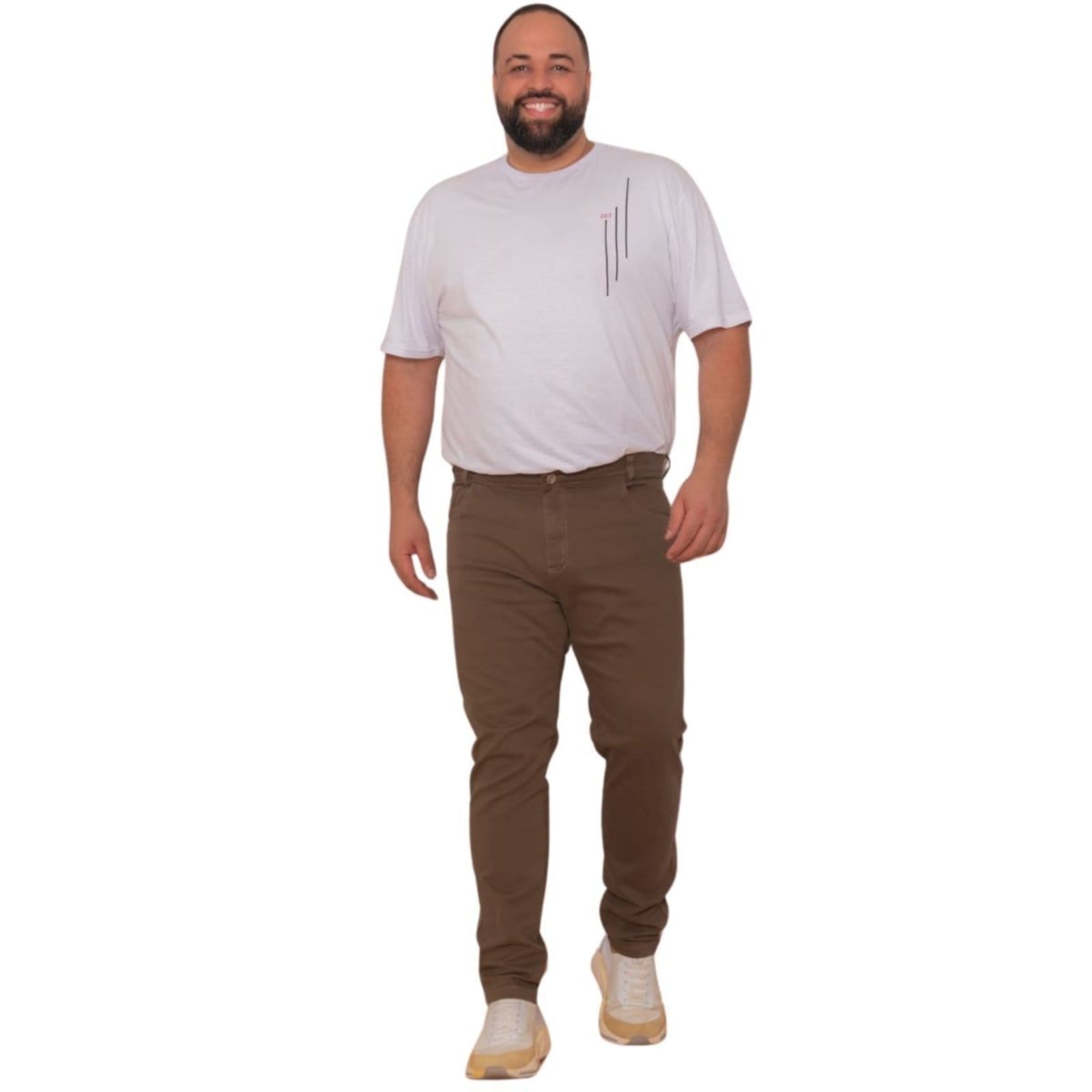 Vista 2 Calça Sarja Masculina Plus Size Allepo Jeans Alleppo Jeans marrom