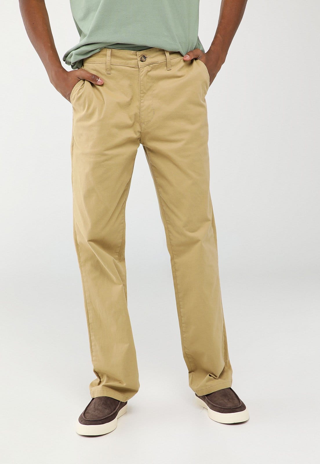 Calça Masculina Dudalina Alfaiataria Righ Caqui