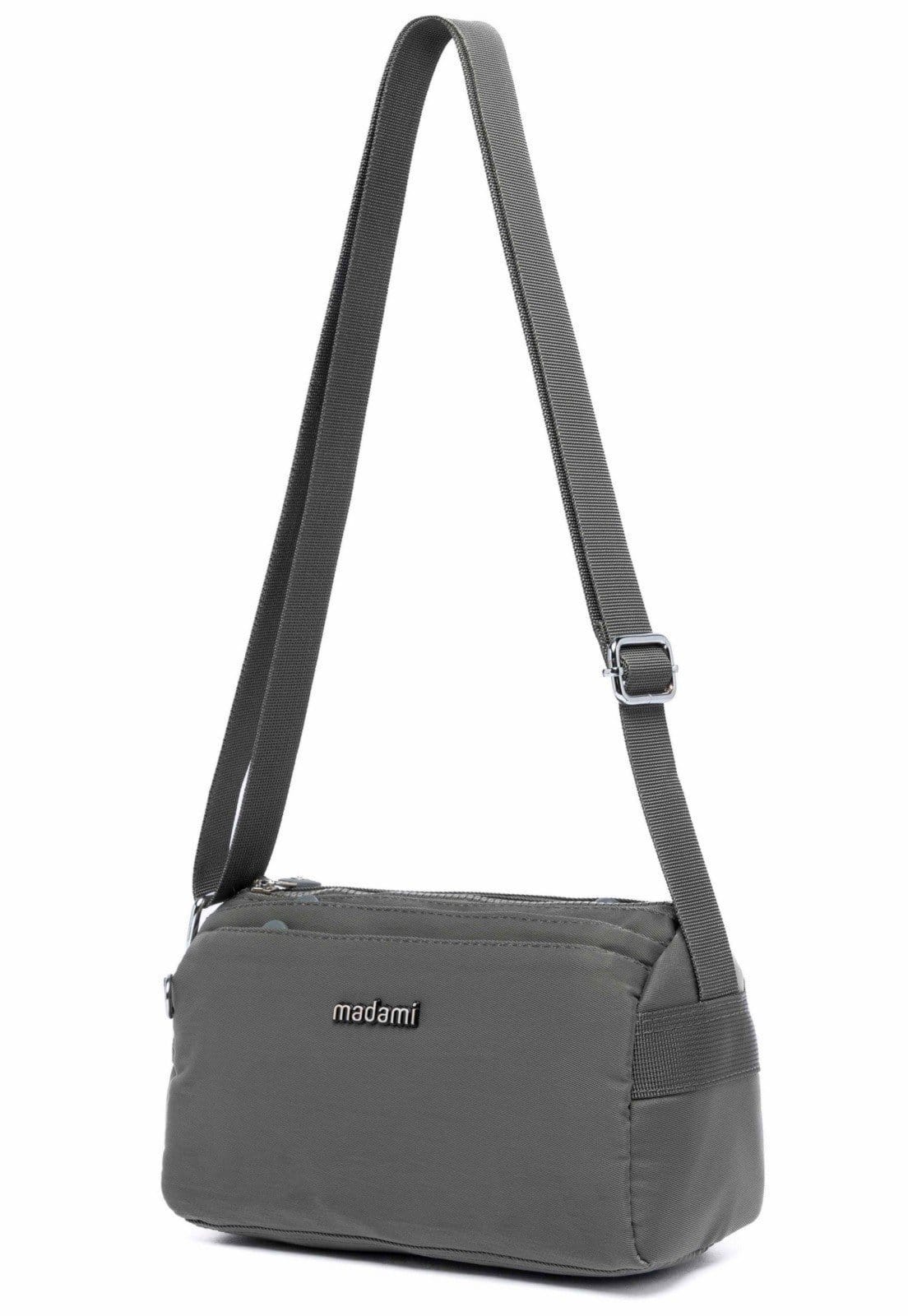 Vista 2 Bolsa Shoulder Bag Transversal Reforçada Casual Madami cinza