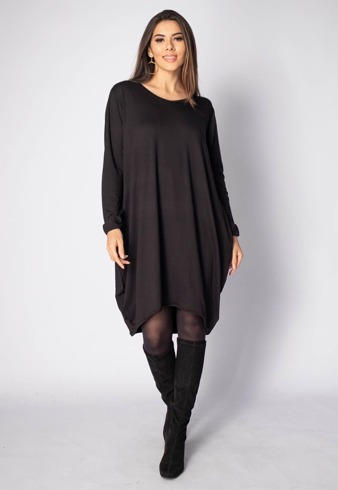 Vista 2 Vestido Curto Amazonia Vital Malha Amplo Always Manga Longa Amazonia Vital preto