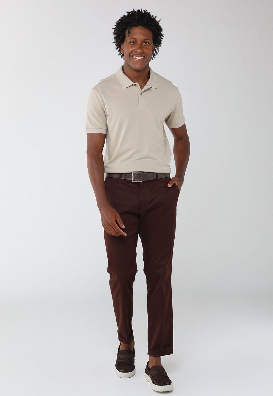 Vista 2 Polo Masculina Aramis Gola Polo Aramis bege