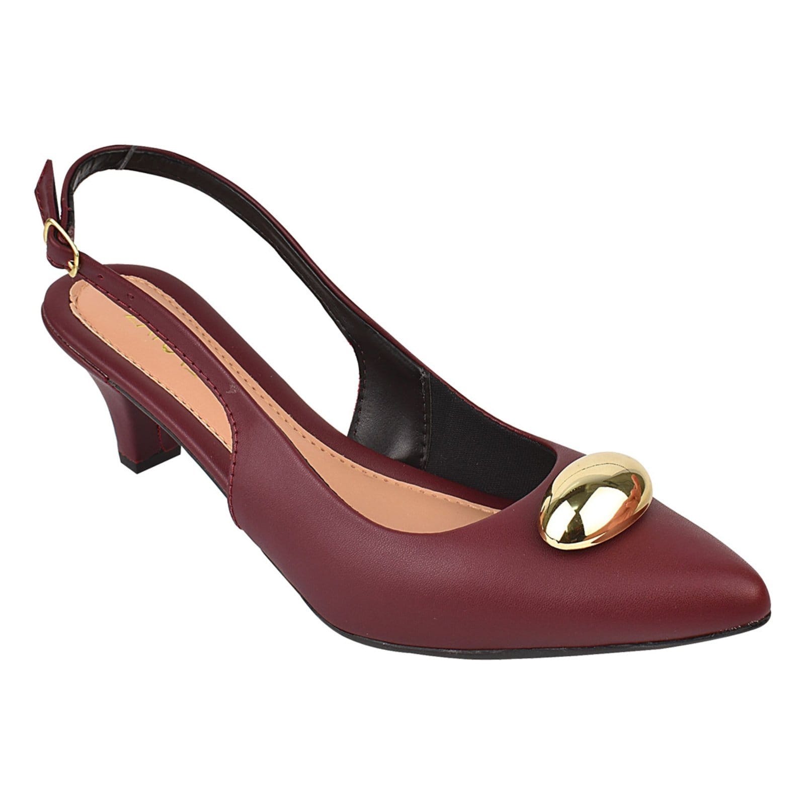 Vista 2 Scarpin Feminino Social Confortável Moda Estiloso Bico Fino Saltinho ZATURE STORES vinho