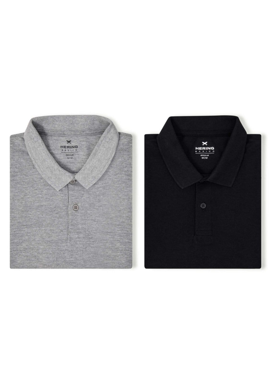 Vista 2 Kit Com 2 Camisas Polo Básicas Masculinas E Mescla Hering preto