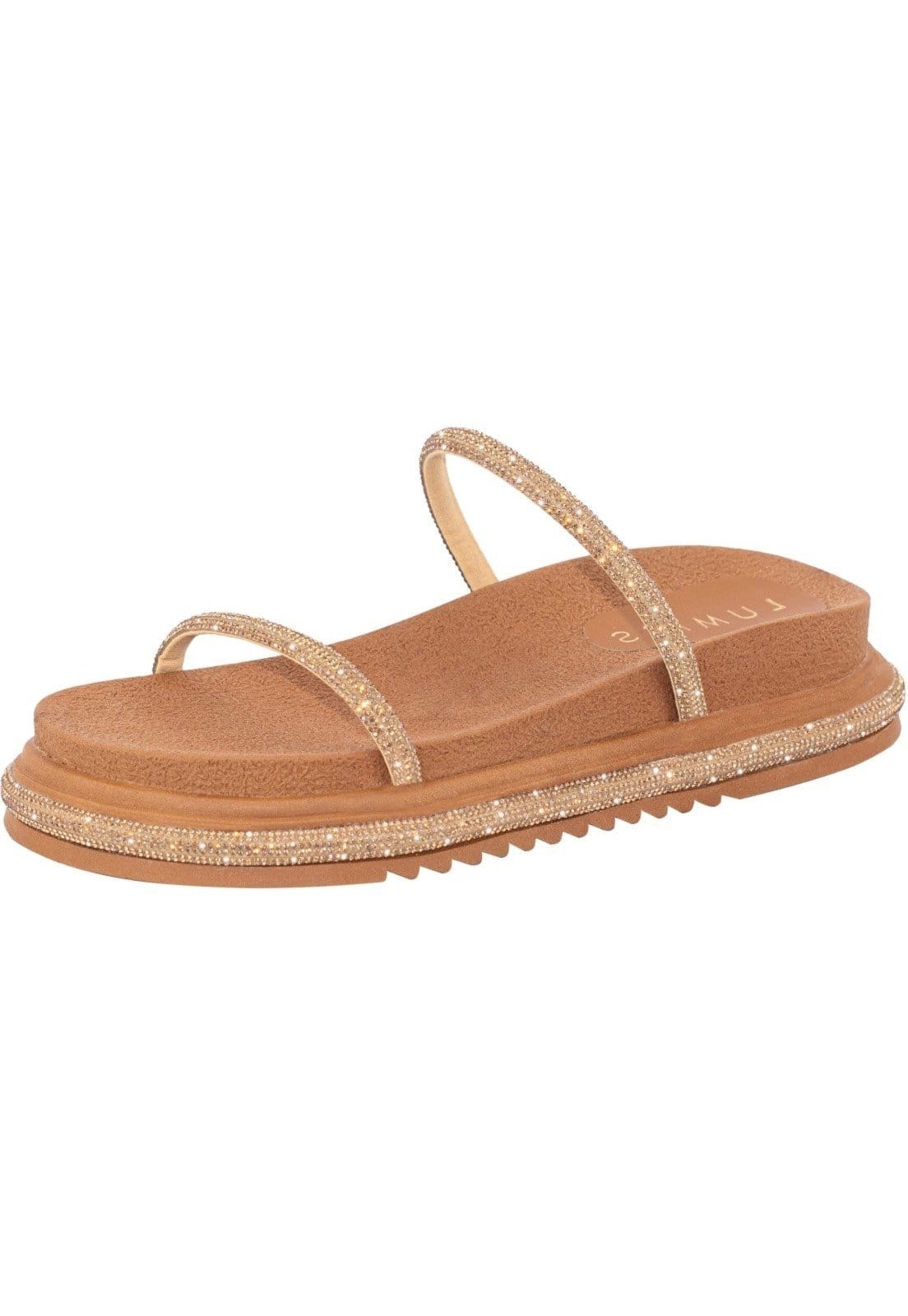 Papete Feminina Sandália Strass Lumiss Confortável Brilho Crital Flatform Plataforma Carmelo