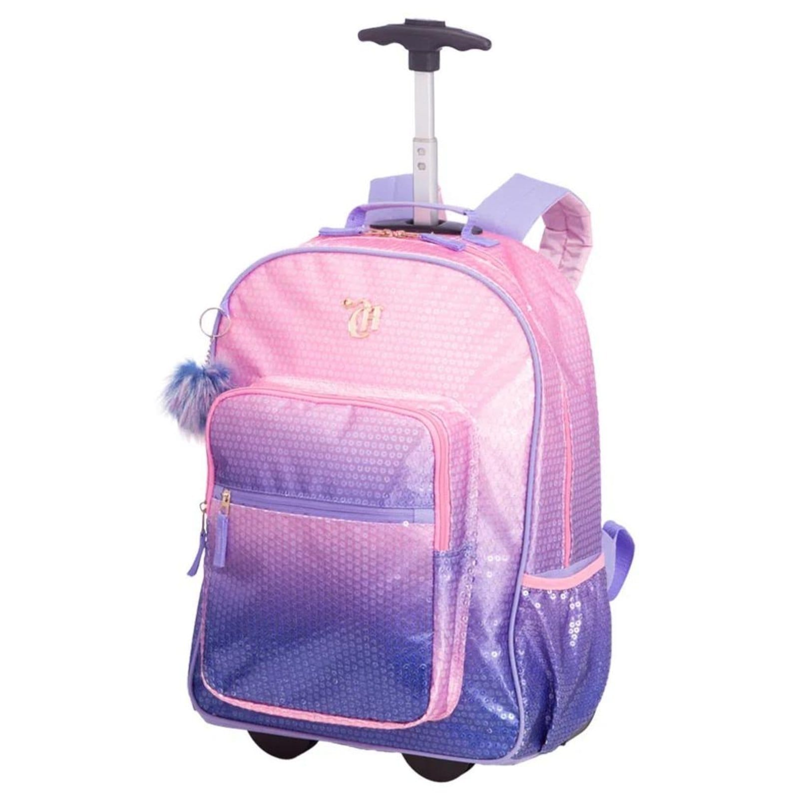 Vista 2 Infantil - Mochila Sestini Com Carrinho Capricho Paetê Rosa Lilás Sestini incolor rosa