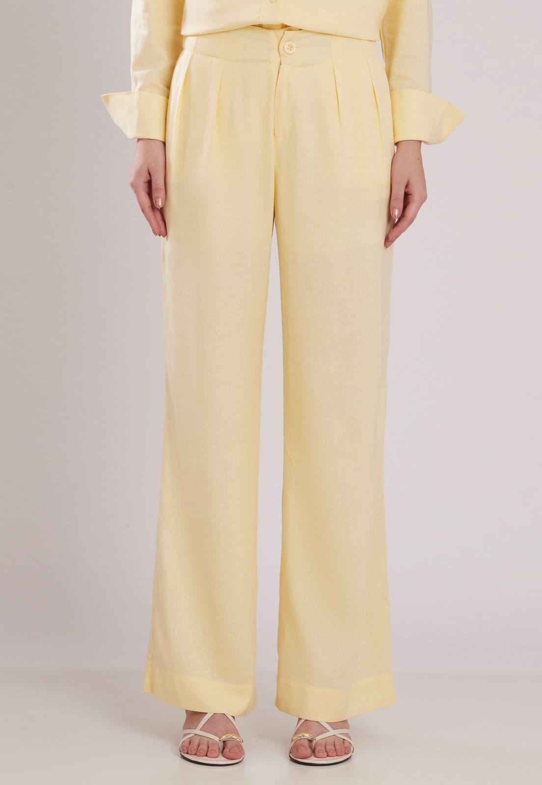 Calça Linho Wide Leg Alfaiataria Miss Joy 8470