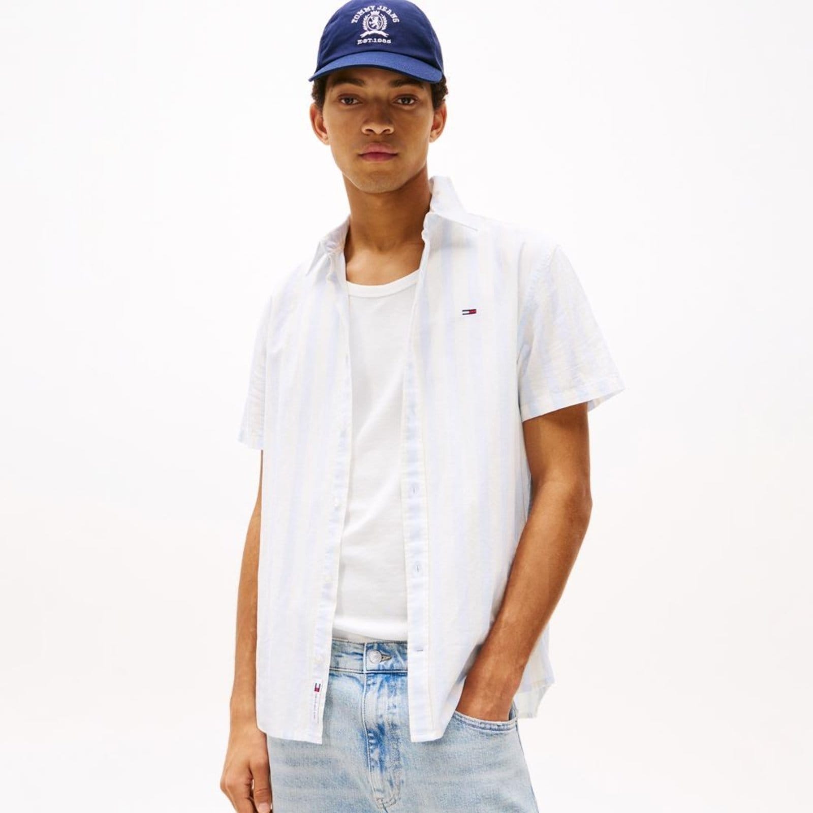 Vista principal Camisa Listrada Manga Curta Tommy Jeans - EEG Tommy Jeans azul