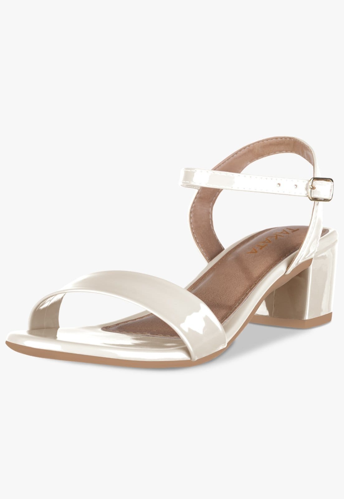 Sandália Feminina Salto Baixo Bloco Grosso Casual Confortável Tira Verniz