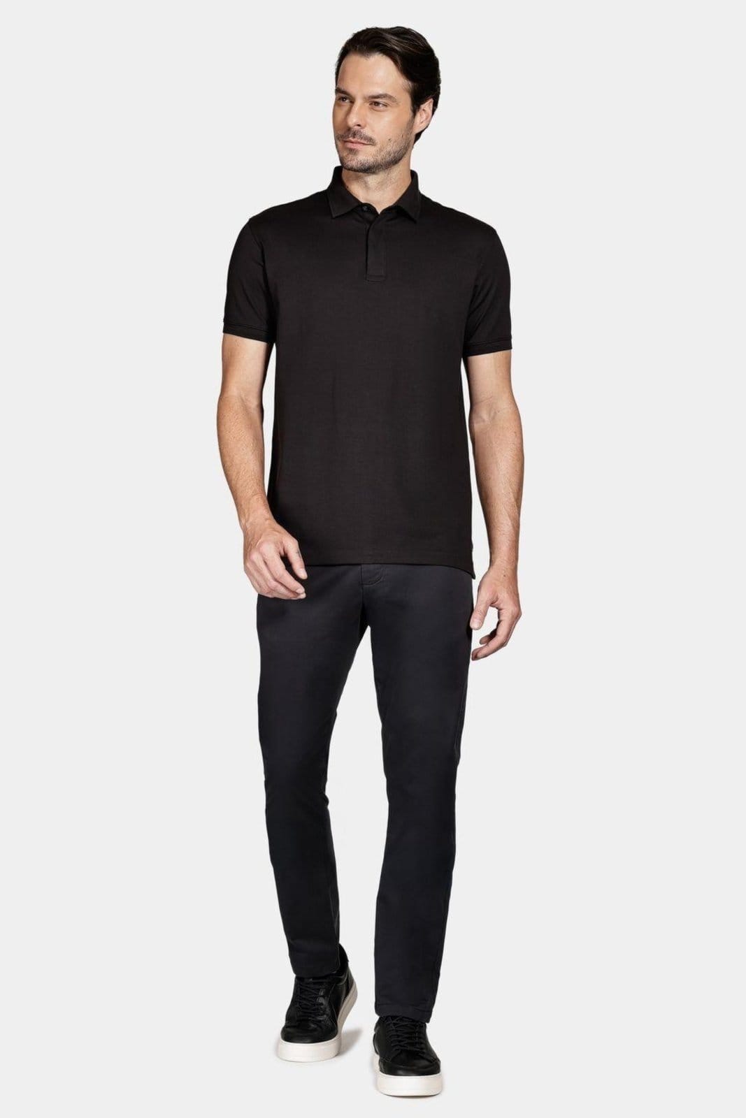 Vista 2 Polo Aramis Manga Curta de Algodão Pima Gaseado Aramis preto