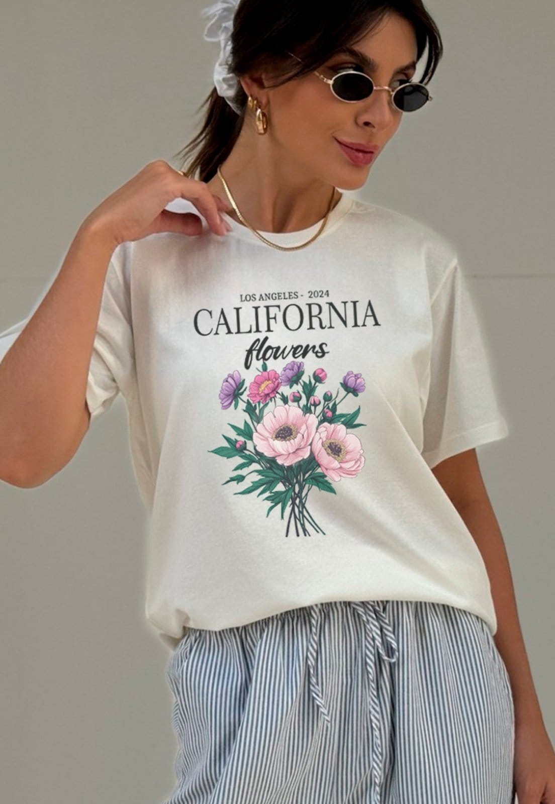 Camiseta Cianitas Off Estampa California Flowers - 2