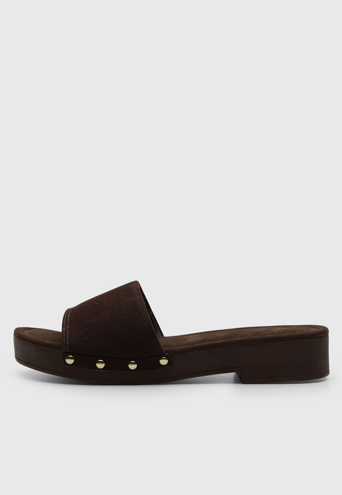 Sandália Feminina VIA UNO Slide Tachas Douradas