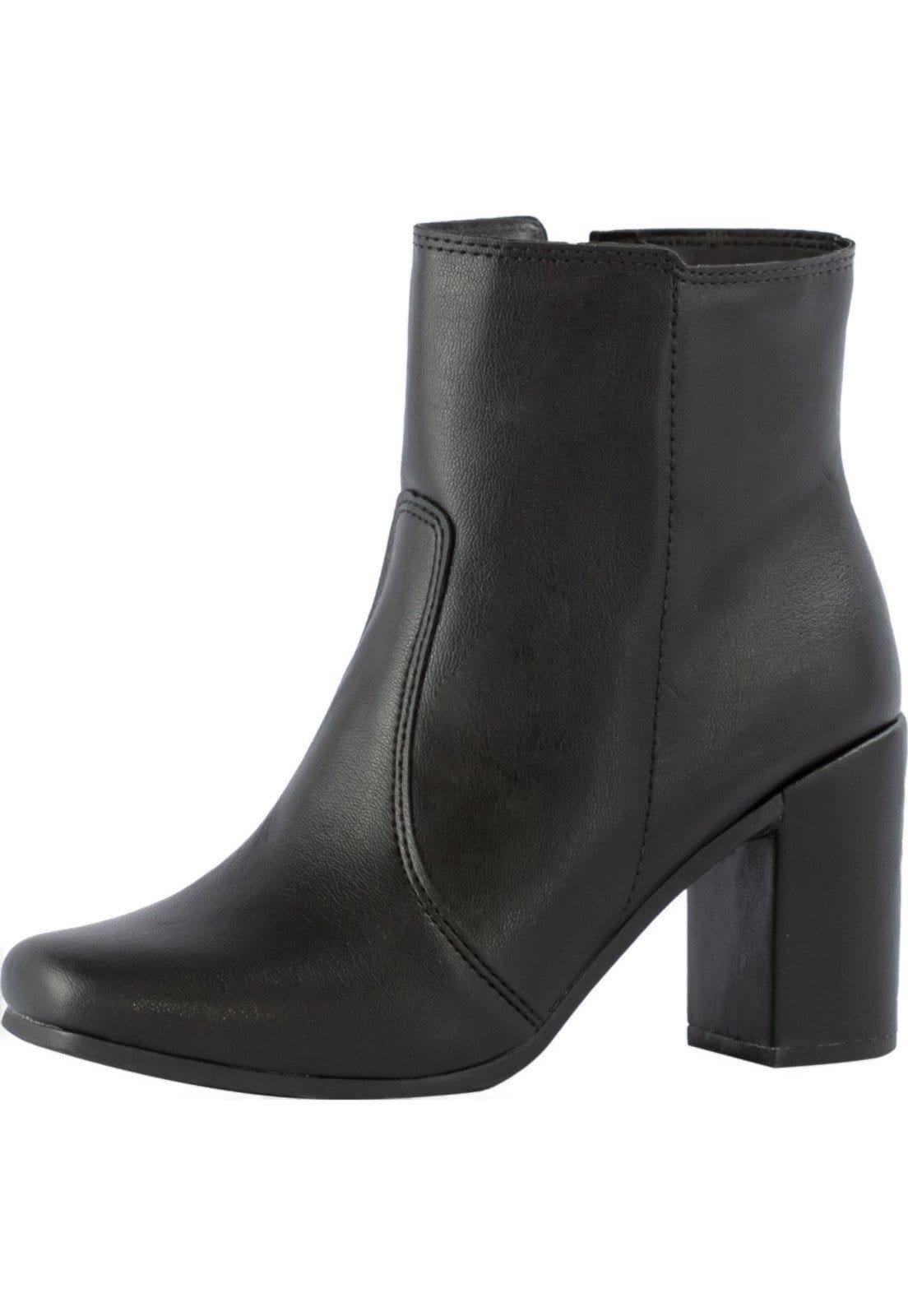 Bota Feminina Bico Quadrado Lumiss Salto Alto Grosso Coturno Cano Médio Confortável Zíper