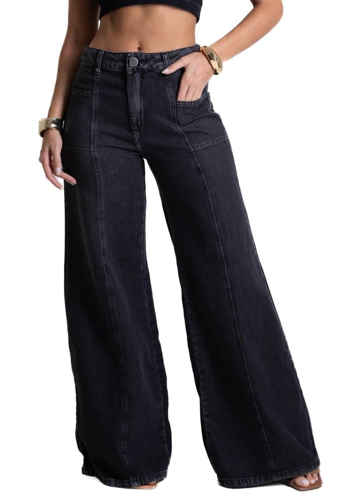 Calça Jeans Sawary Super Wide Leg - 282105