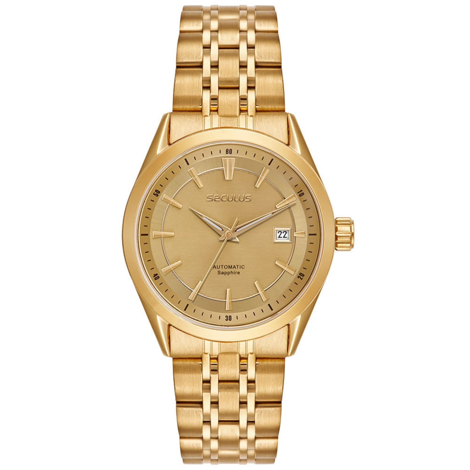 Relógio Automático Aço Calendário Completo