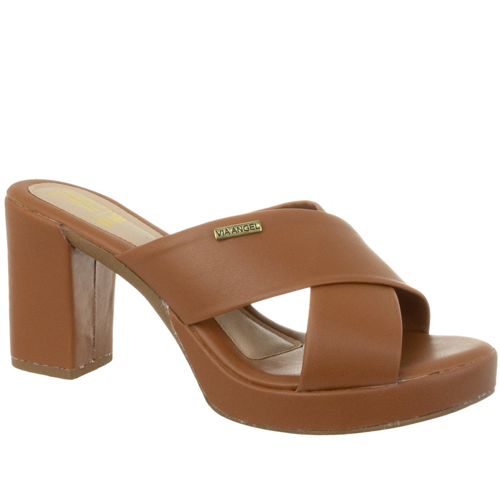 Tamanco Feminino Salto Alto Meia Pata Plataforma Confortável Via Angel 7102