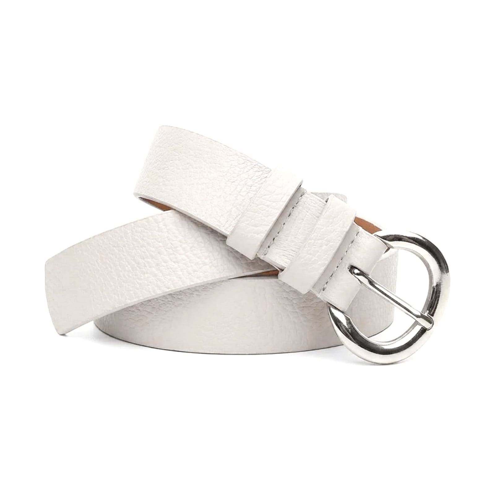 Cinto Feminino Vittal Gabi Couro OffWhite Fivela de Pino