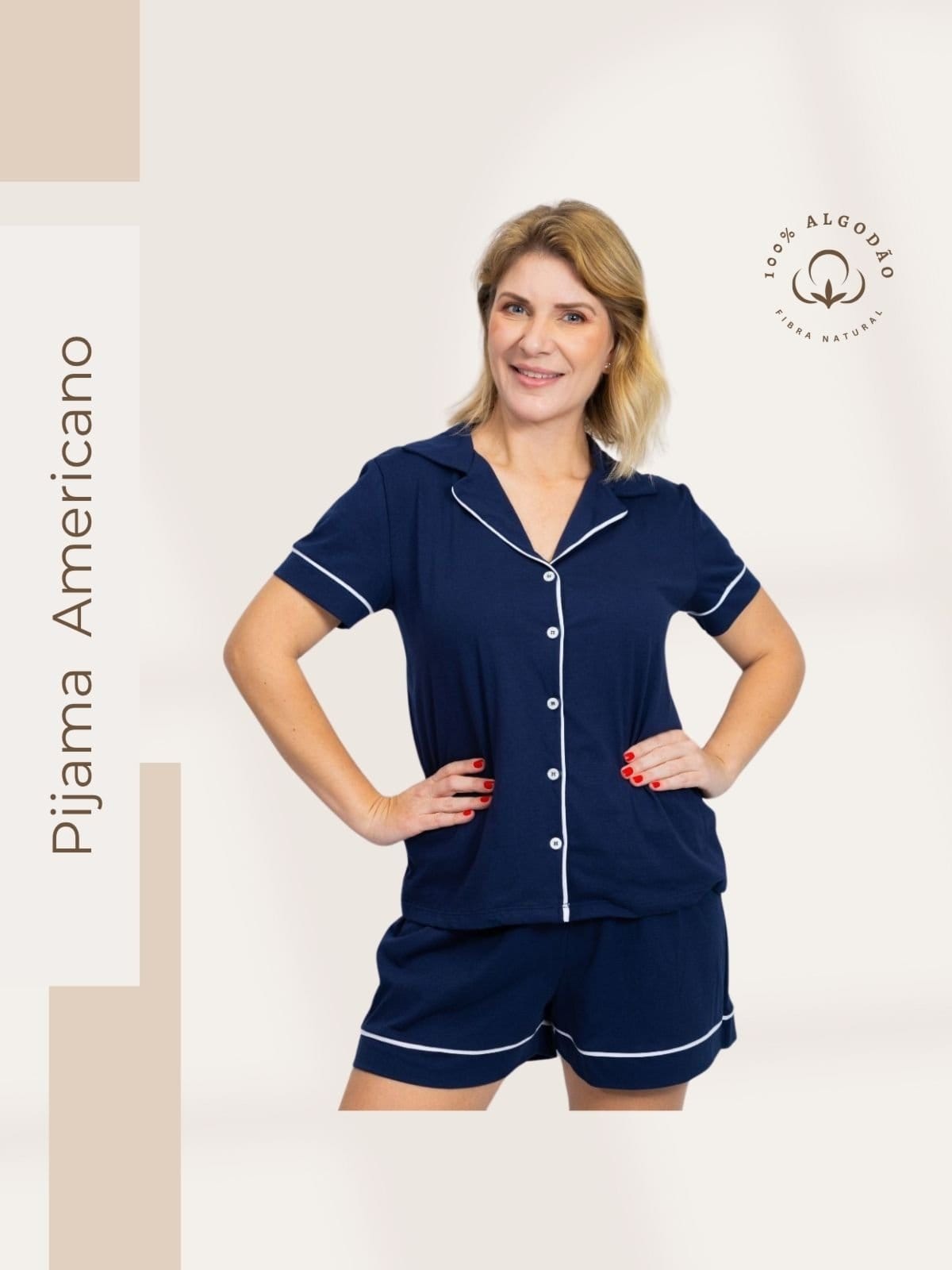 Pijama Algodão Piante Feminino Americano Curto