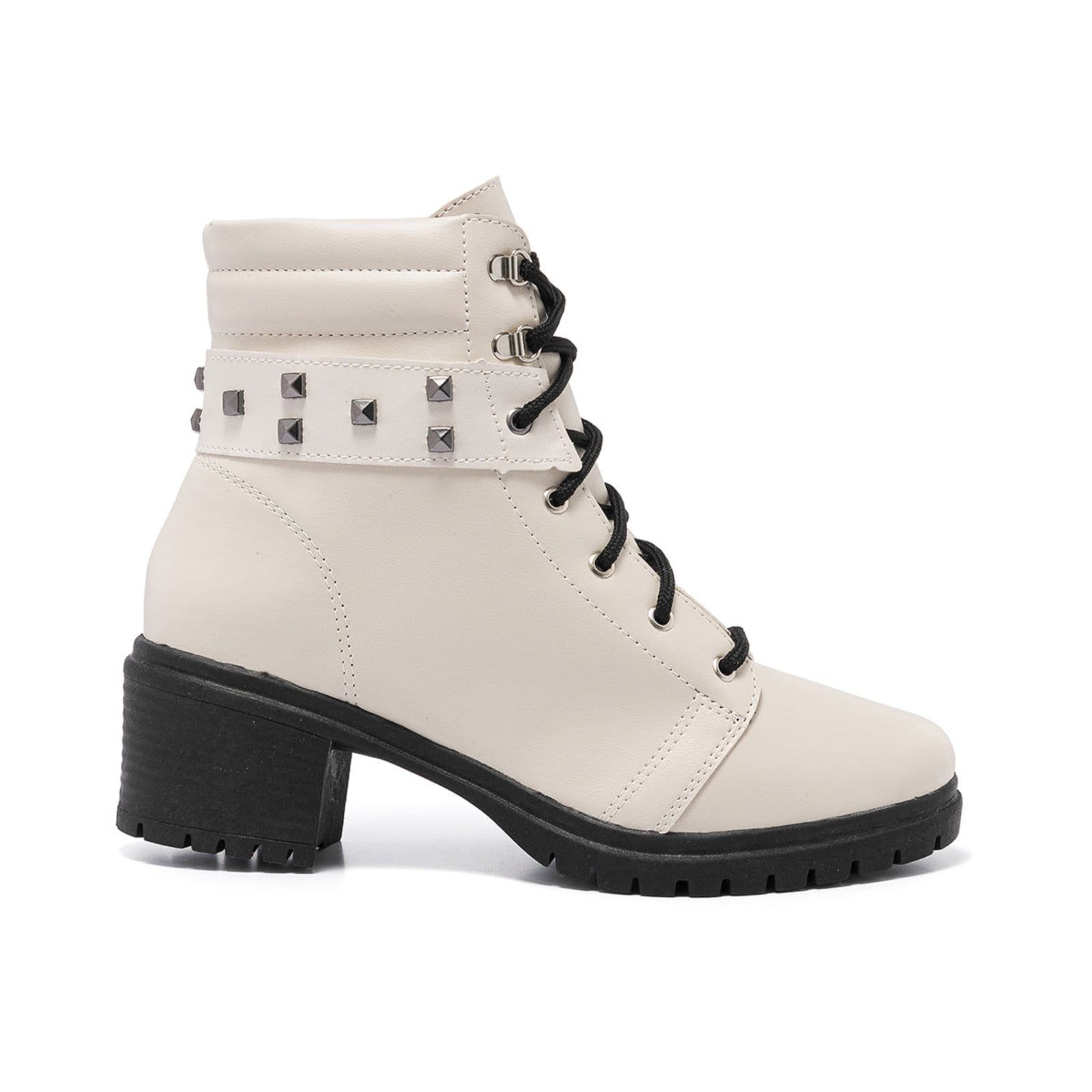 Bota Coturno Feminina Cano Baixo Tratorada Preto Confortável - Pirâmide