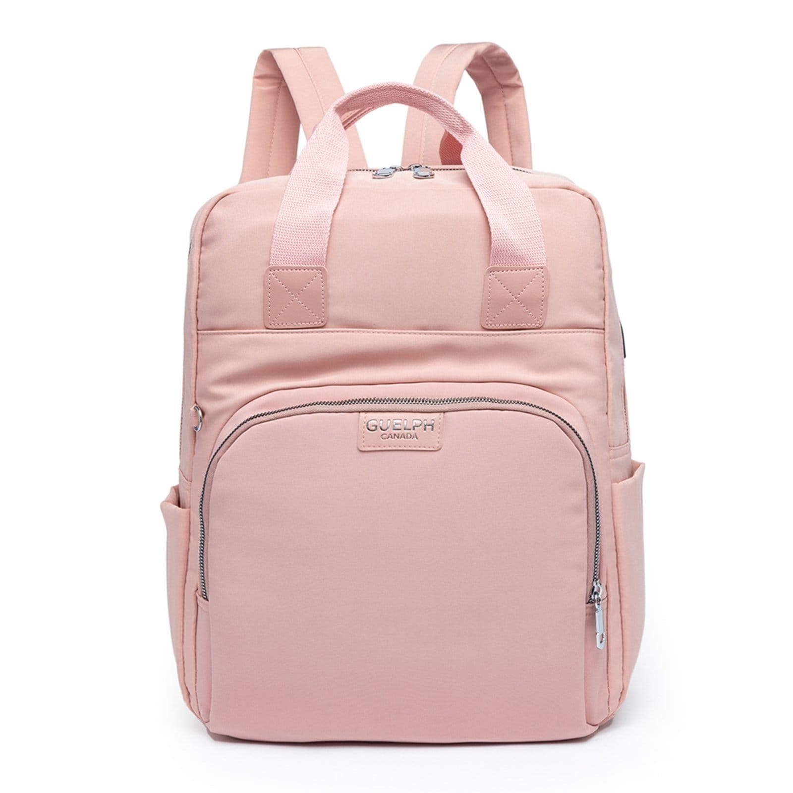 Mochila Multifuncional Feminina Viagem Usb Cinza/Rosa
