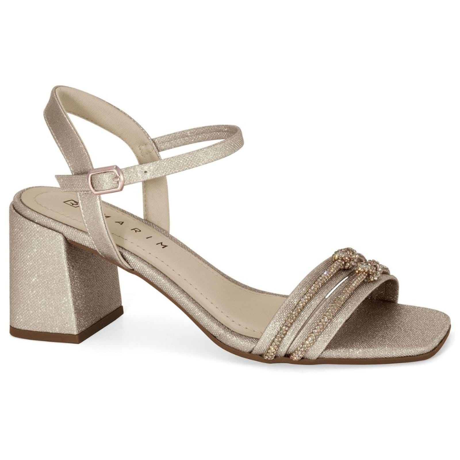 Sandália Feminina Ouro Social Salto Bloco Ramarim 2534202-1