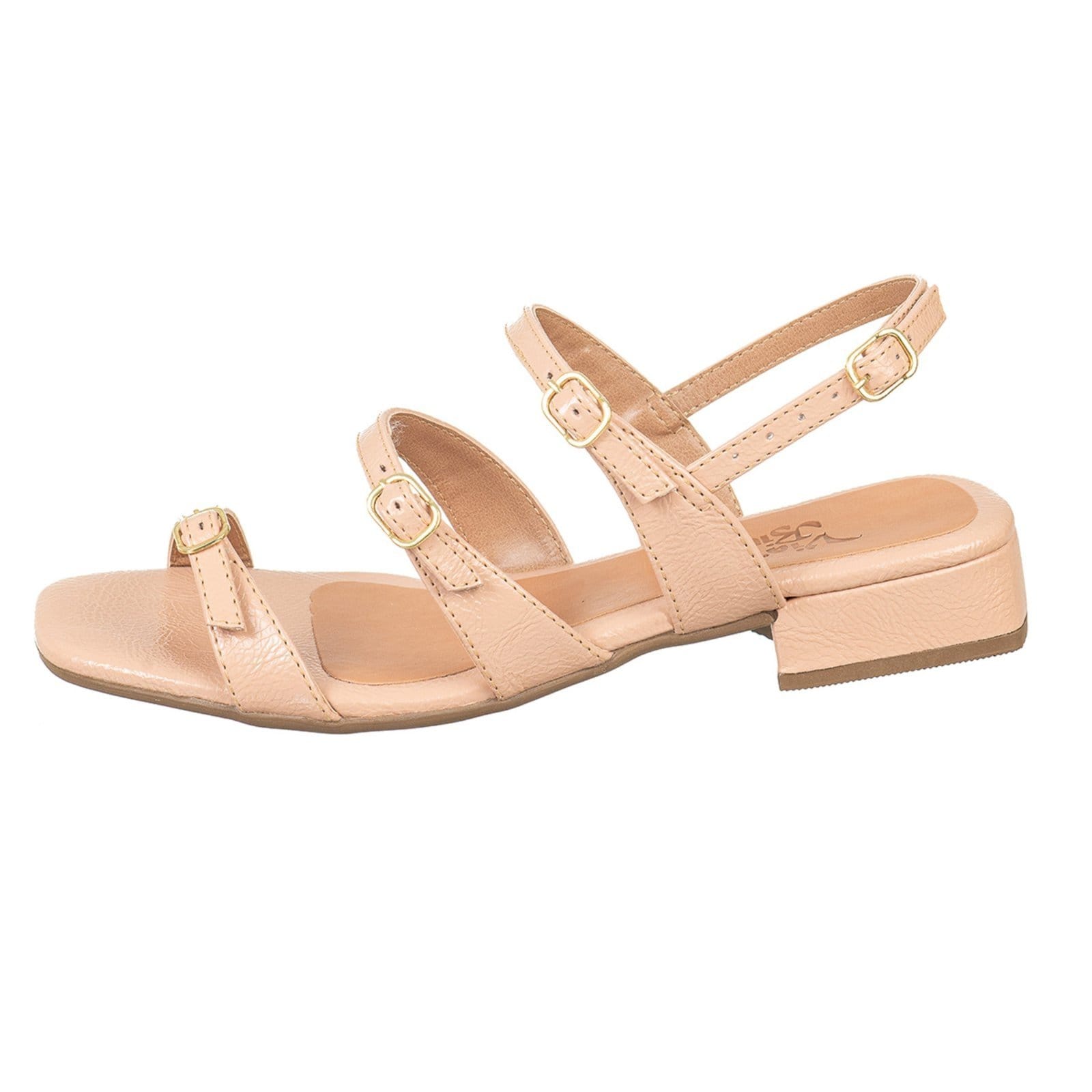Vista 2 Sandalia Feminina Salto Baixo com Fivela Regulagem Via Birigui VB Calçados nude