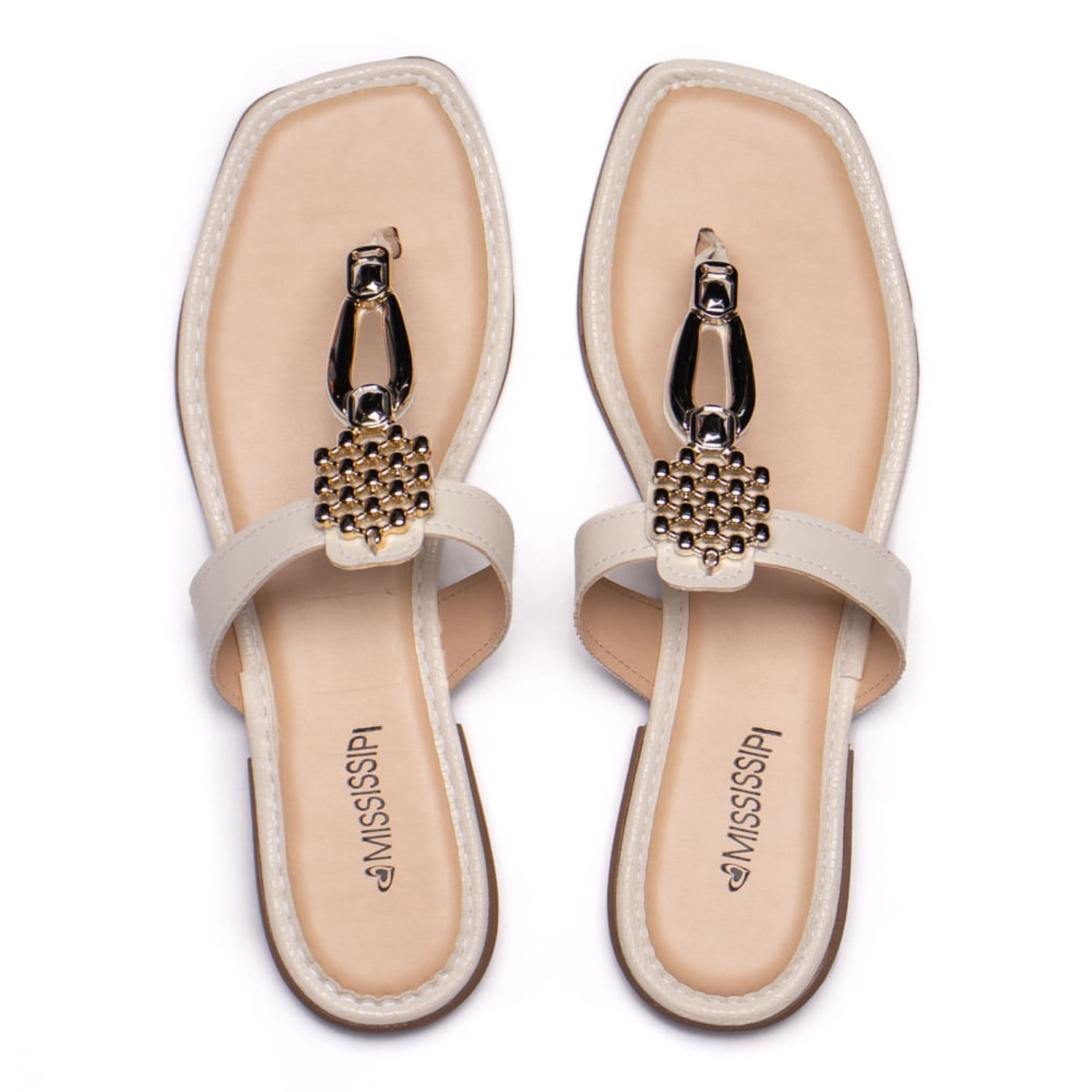 Rasteira Feminina Mississipi Napa Croco Bege