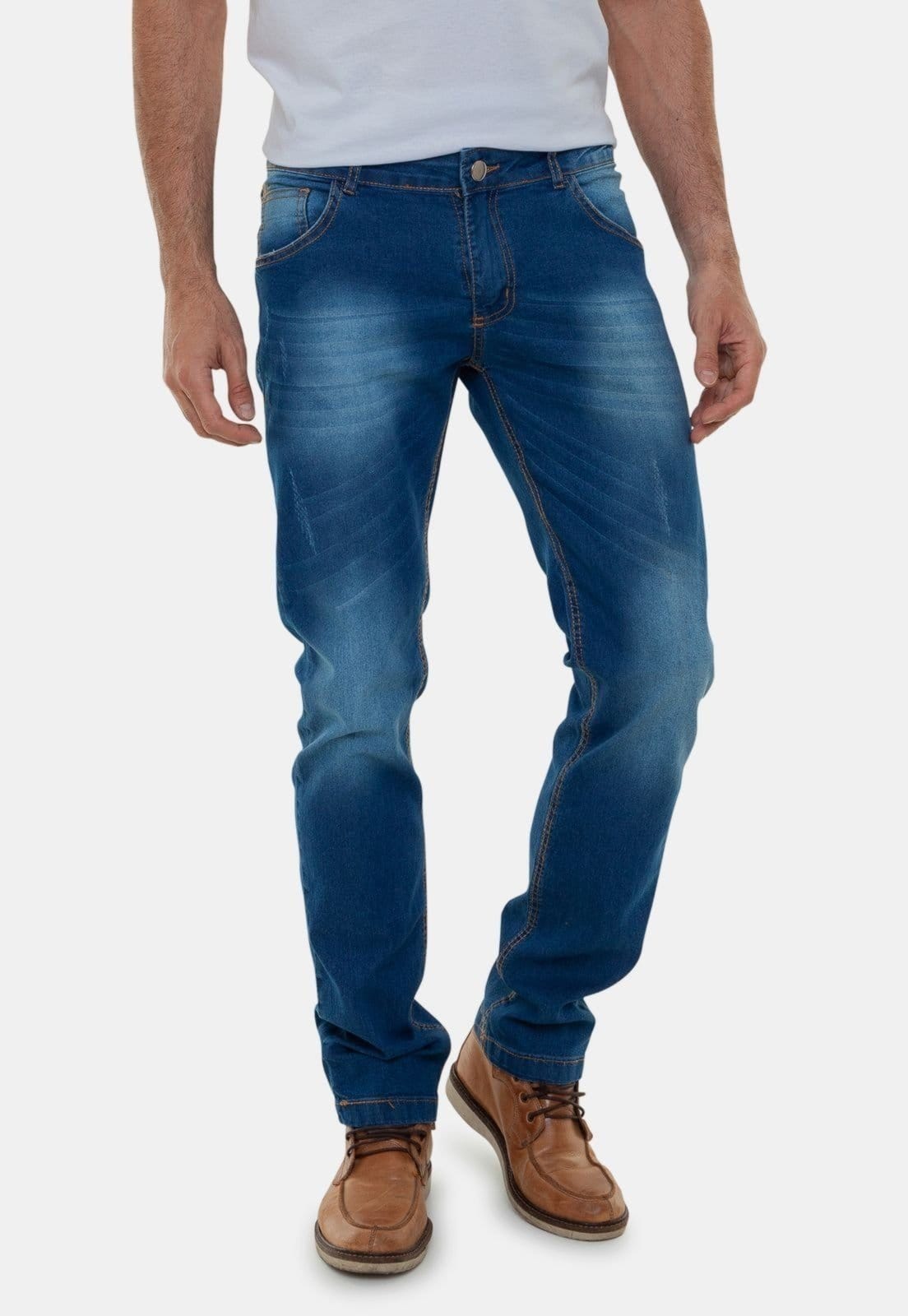Vista 2 Calça Jeans Masculina Versatti Reta Tradicional Lavagem Marinho Buenos Aires Versatti Jeans azul