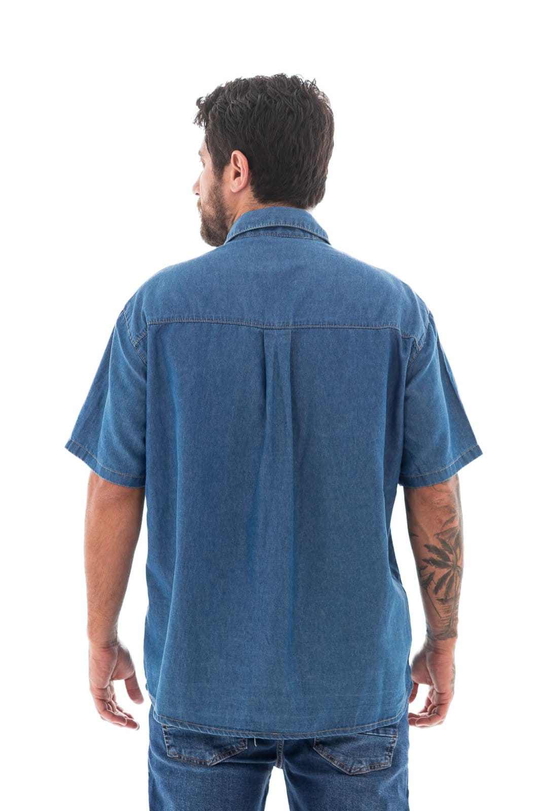 Vista 2 Camisa Masculina M/c Arauto Leve ARAUTO JEANS azul/jeans