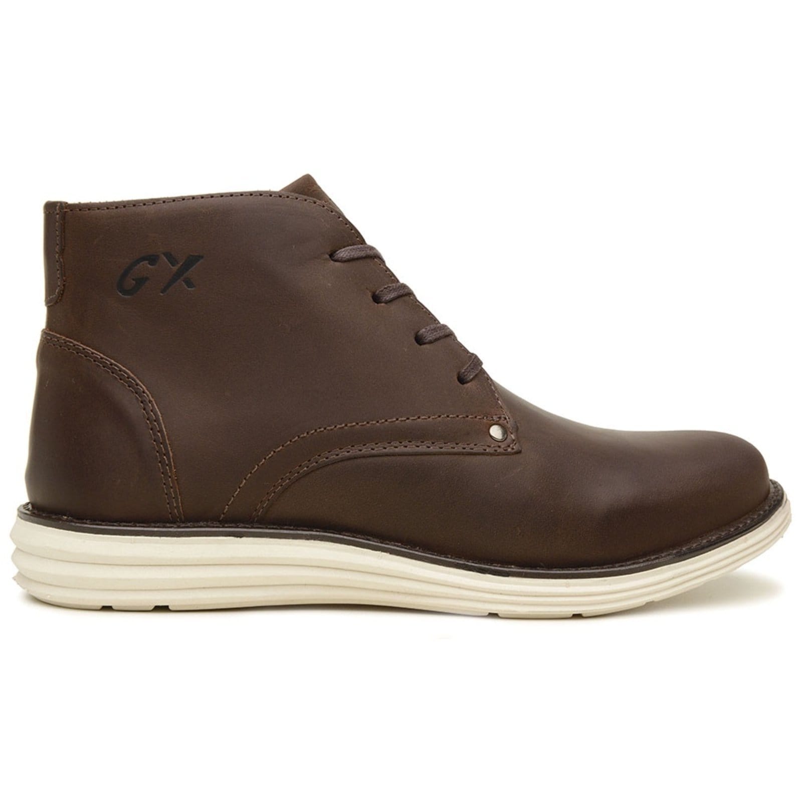 Vista 2 Bota Masculina Sapatofran Couro Casual Cadarço Confortável Sapatofran café