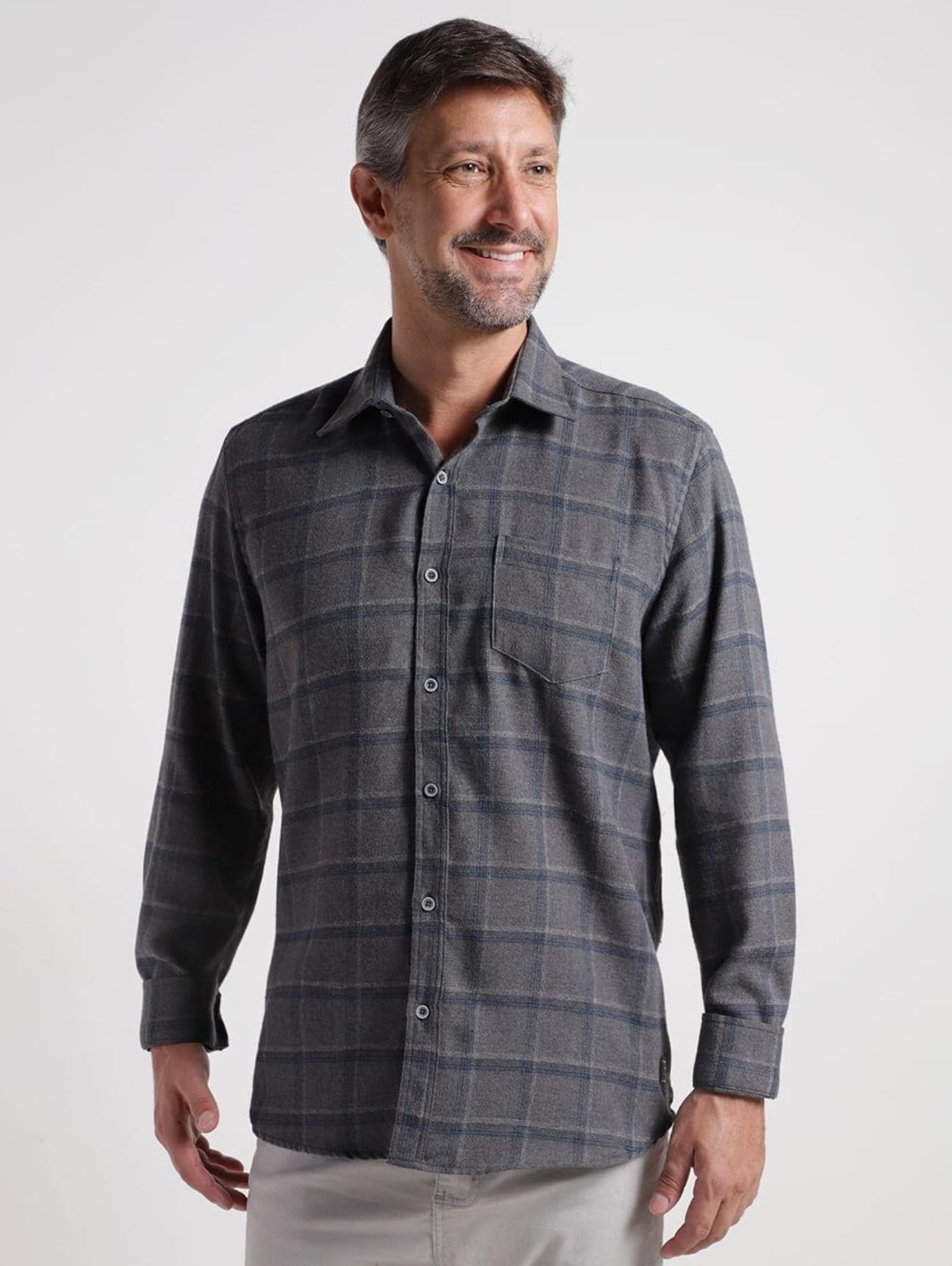 Vista principal Camisa Manga Longa Vels Masculina CHUMBO Vels cinza