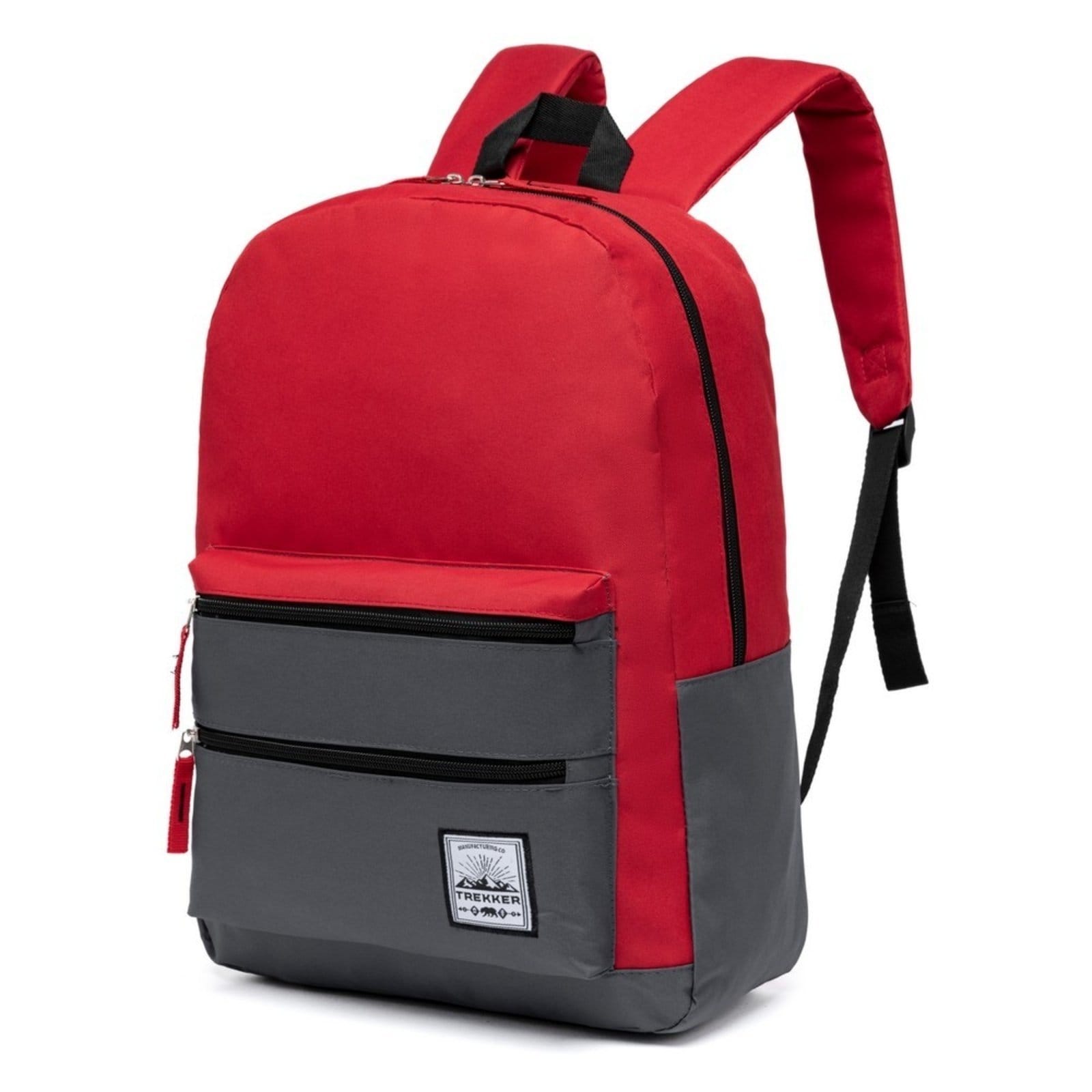 Vista 2 Mochila Trekker Vermelha Resistente Casual Bolso Frontal TREKKER preto