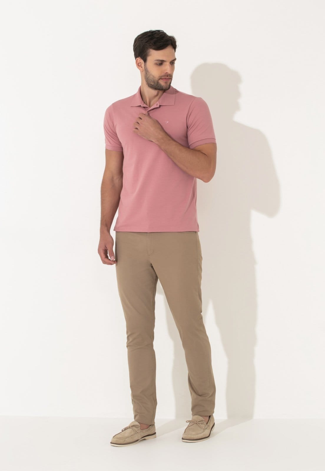 Vista 2 Calça Sarja Traymon Slim 5 Bolsos Areia Traymon caramelo