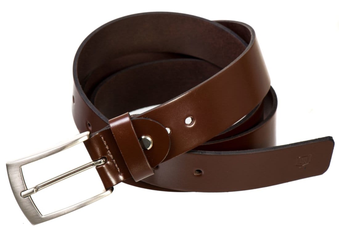 Vista 2 Cinto Social Masculino Malbork Em Couro Legitimo Marrom 35 Mm Malbork café