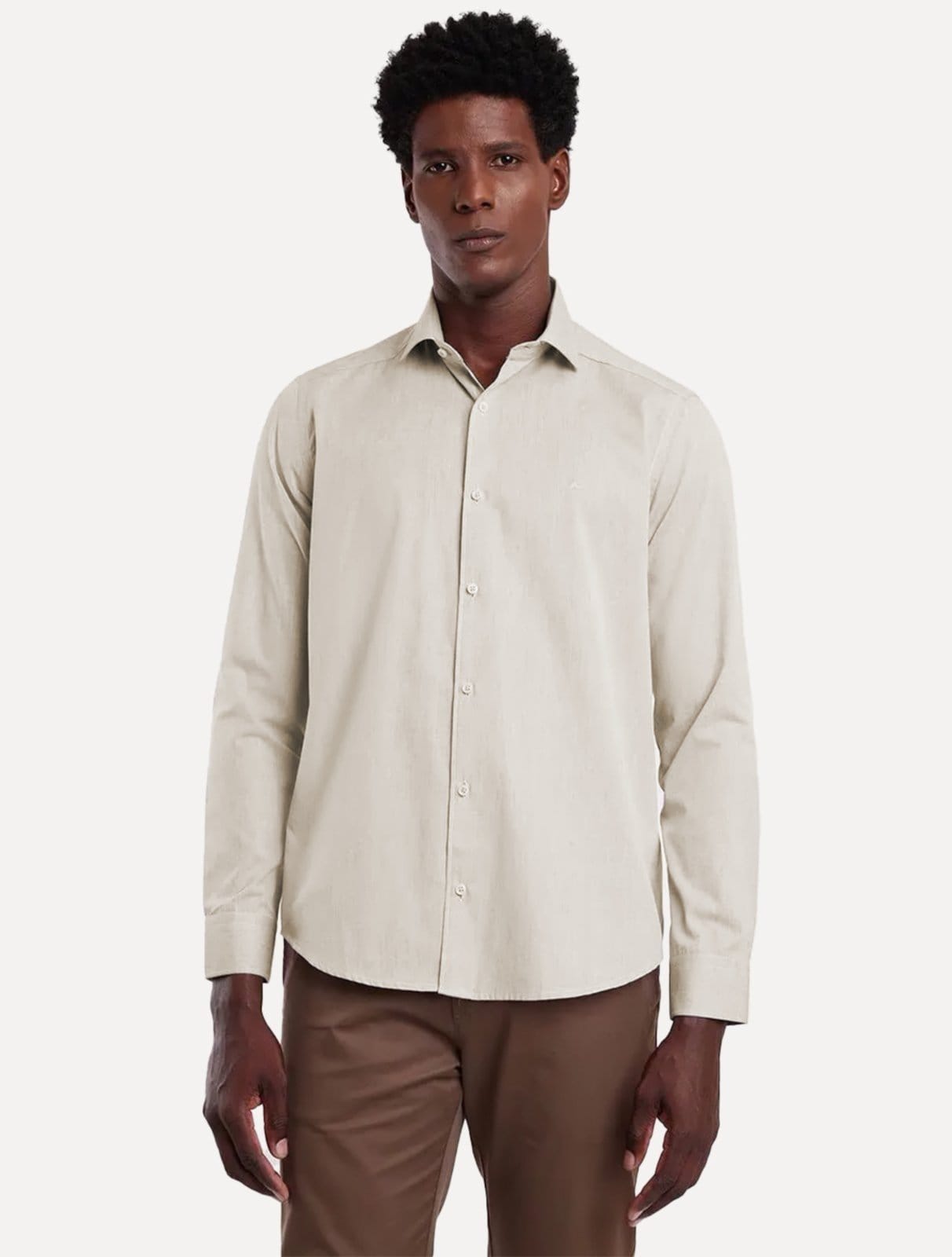 Vista principal Camisa Aramis Masculina Slim Tricoline Stretch Areia Aramis off-white