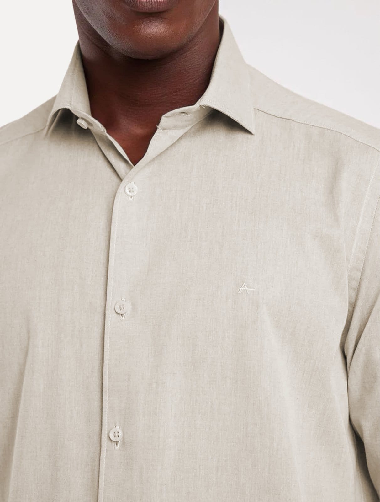 Vista 2 Camisa Aramis Masculina Slim Tricoline Stretch Areia Aramis off-white