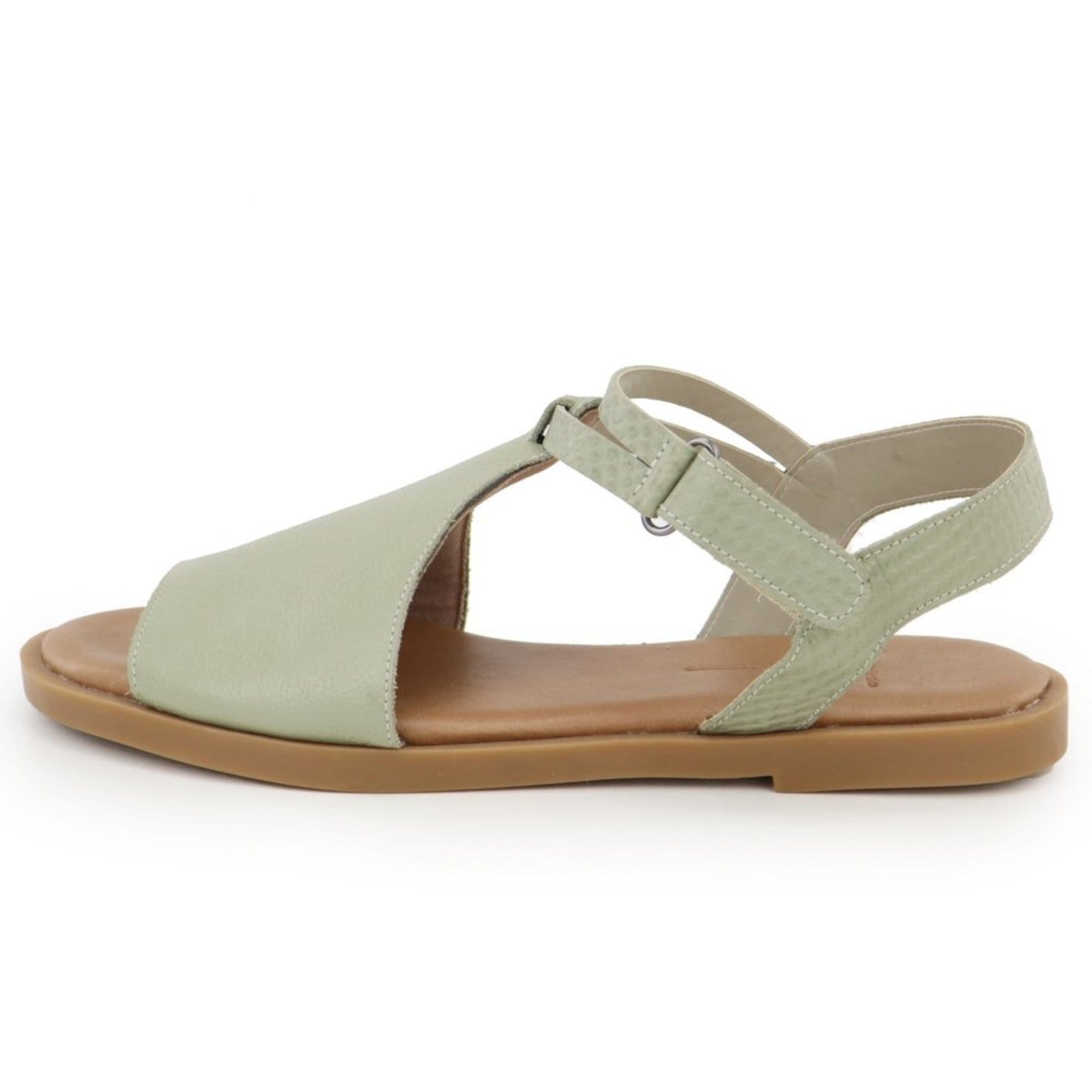 Vista principal Rasteira em Couro Palmilha Extra Conforto Maria Paula Salvia MARIA PAULA verde