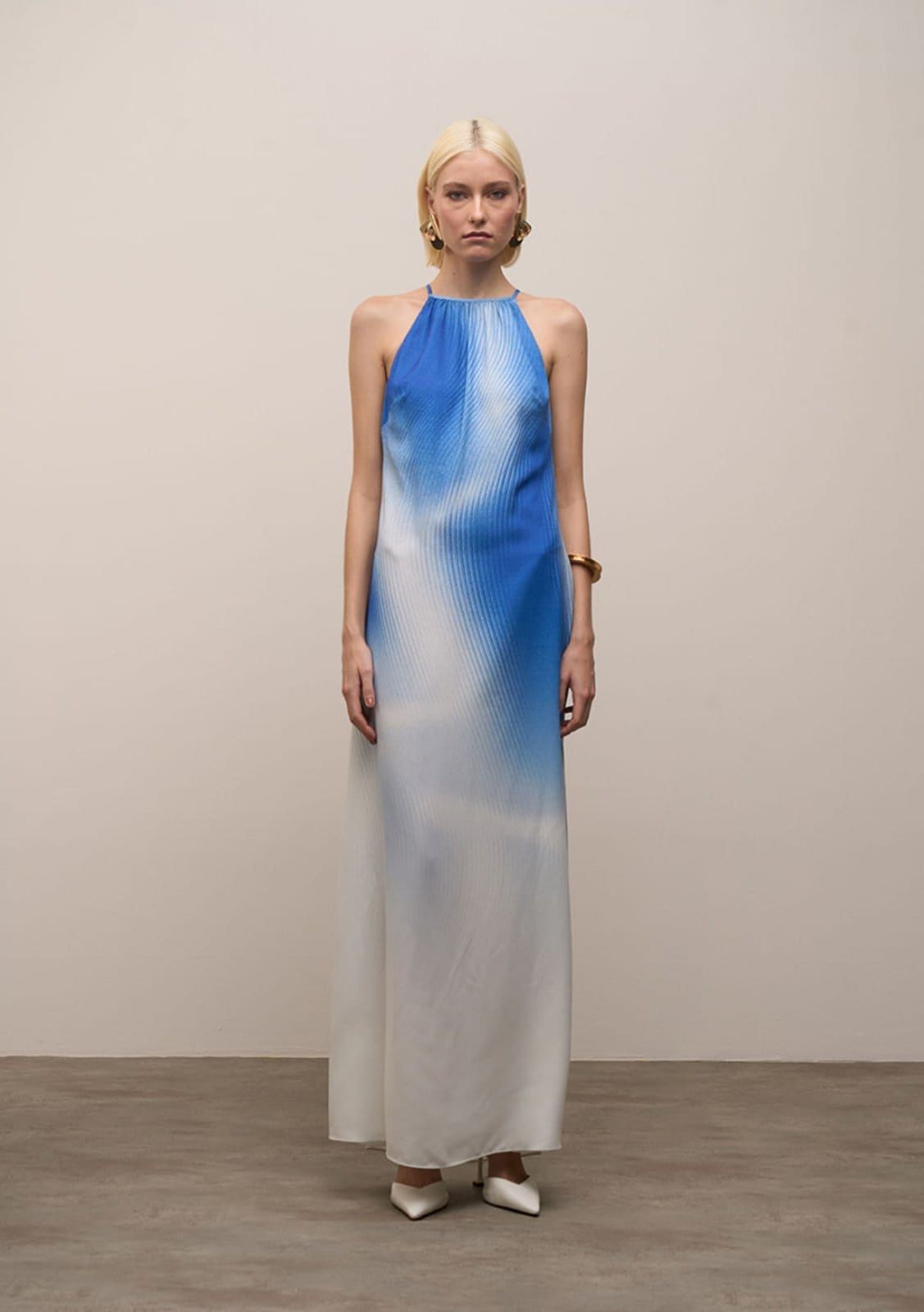 Vista 2 Vestido Iódice Solto Ombro A Ombro Sem Manga Longo IÓDICE azul