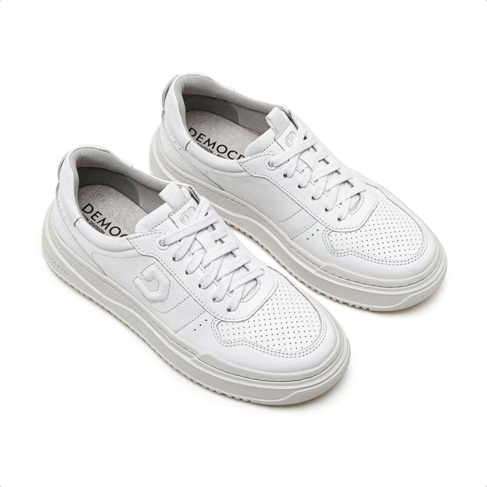 Vista 2 Tênis de Couro Democrata Feminino Denim Block 616101 Branco DEMOCRATA branco denim