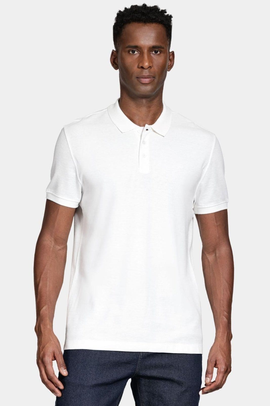 Vista principal Polo Aramis Manga Curta Algodão Piquet Mescla Básica Aramis branco