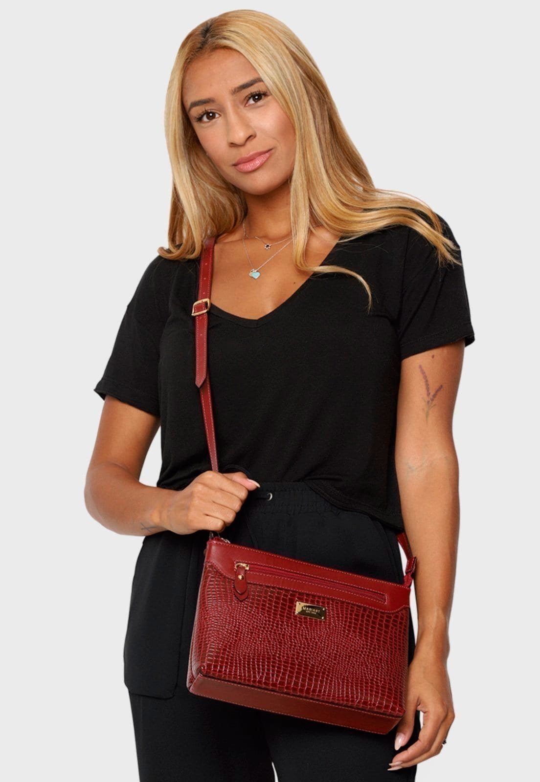 Bolsa Transversal Couro Mariart 2193MRT Vermelha