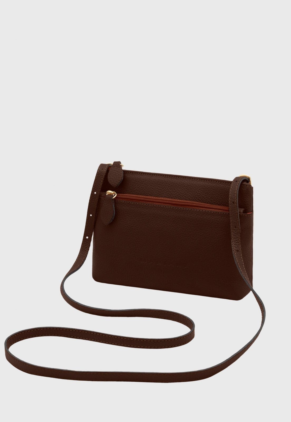 Vista 2 Bolsa Transversal de Couro Mariart Ágata Chocolate Mariart marrom