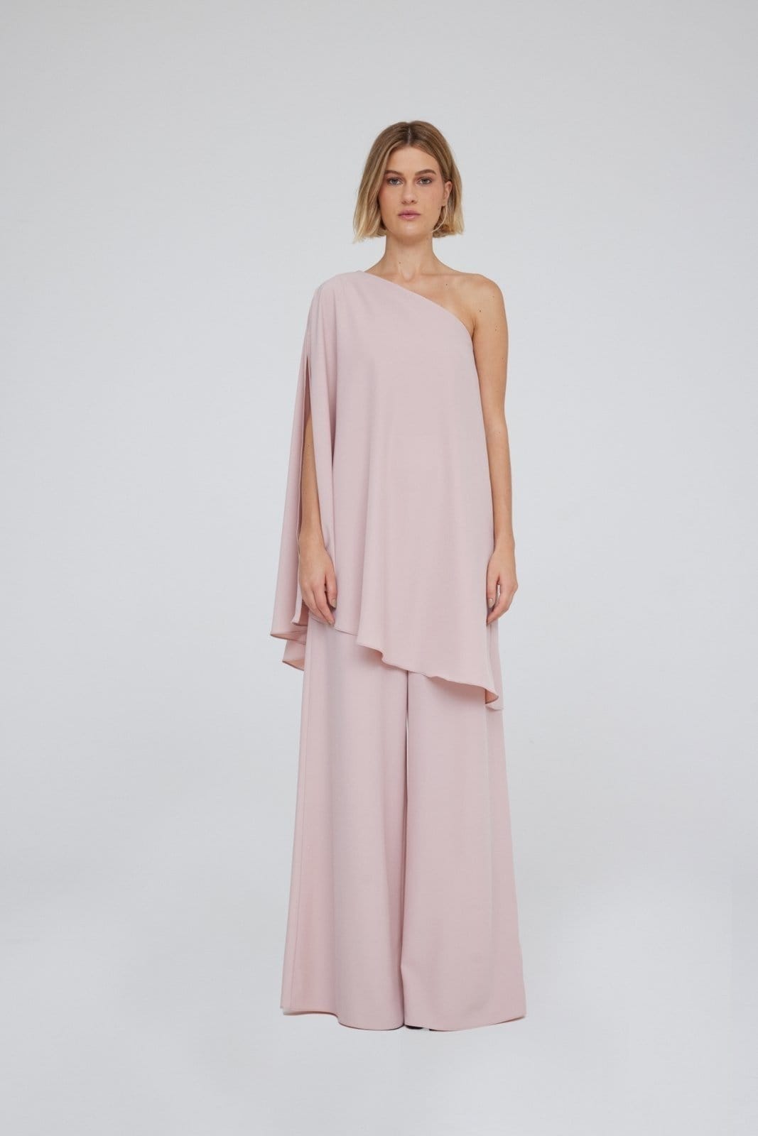 Vista principal Calça Pantalona Traymon Cintura Alta Rosé Traymon rosa rosé