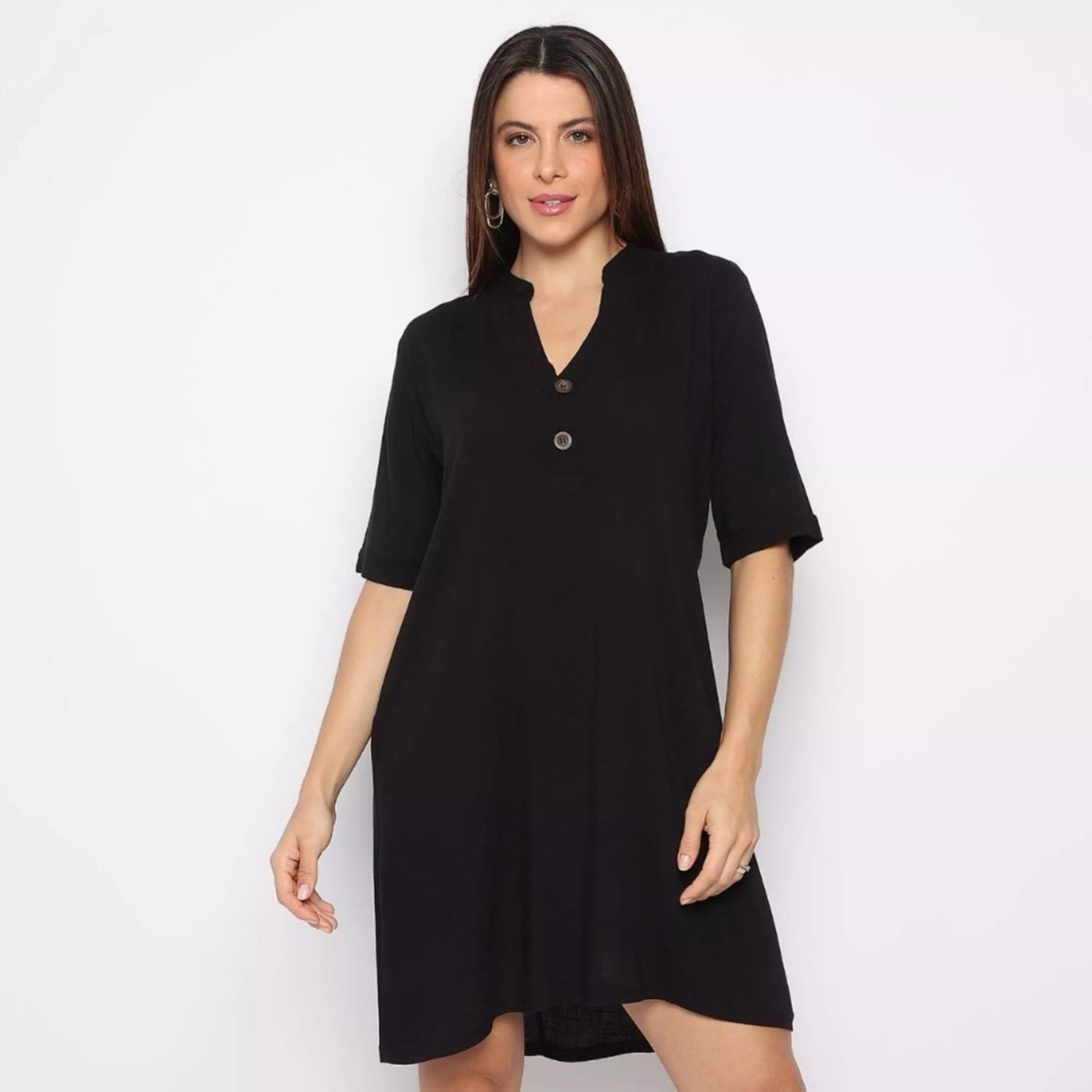 Sawary Fashion Vestido Curto Com Botões