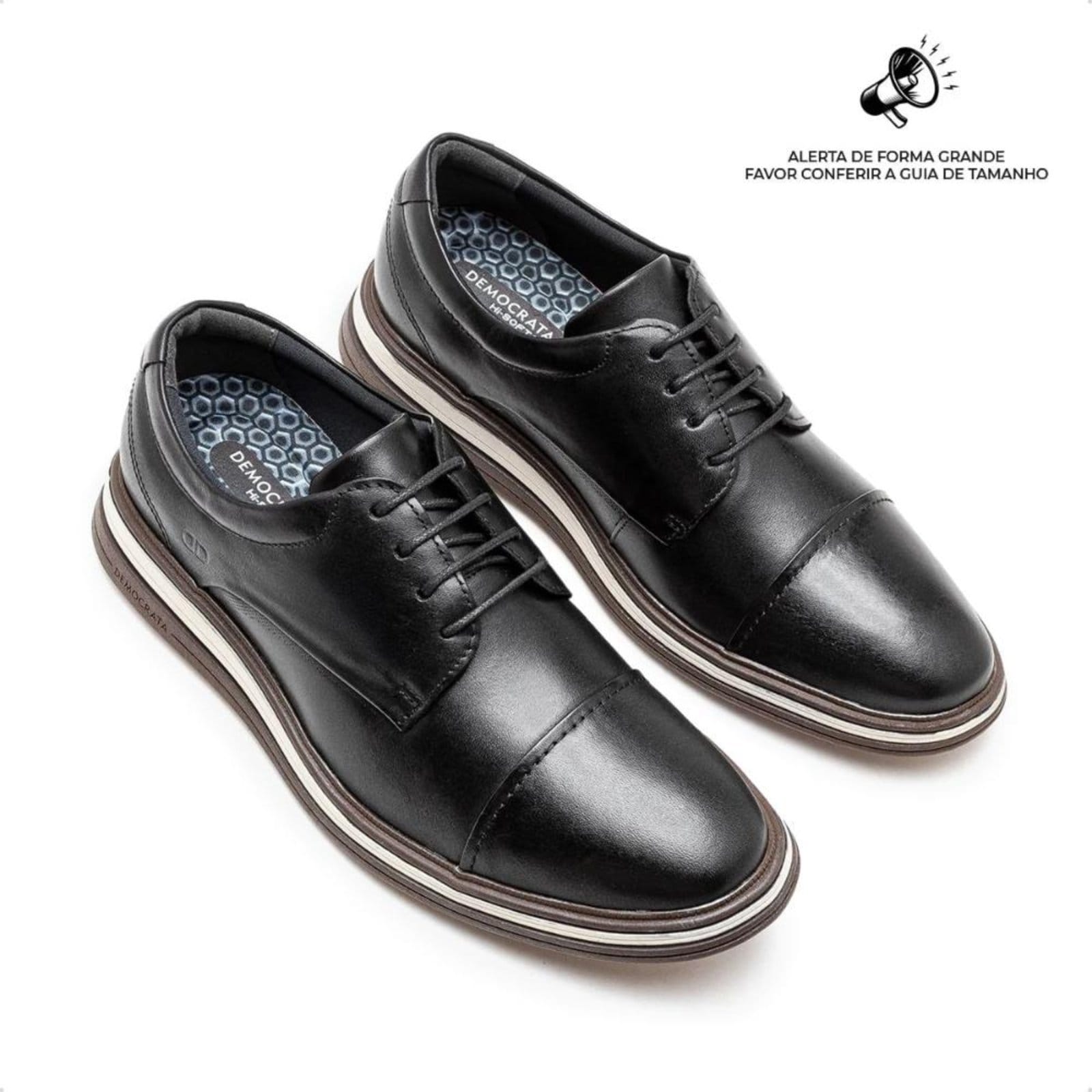 Vista 2 Sapato de Couro Democrata Masculino Dune Hi-Soft 32 298202 DEMOCRATA preto